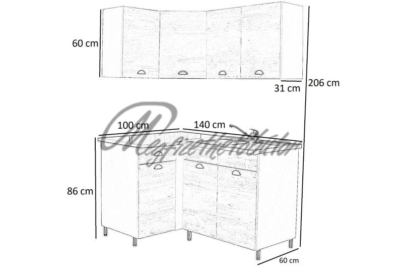 Zsófia sarok konyha 100x140 cm