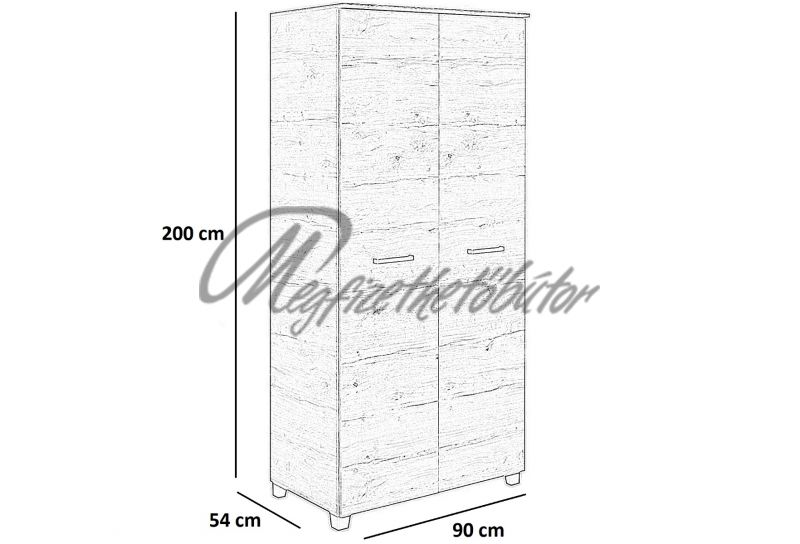 Alfi 2 ajtós ruhásszekrény 90 cm