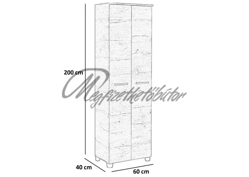 Alfi 2 ajtós ruhásszekrény 60 cm