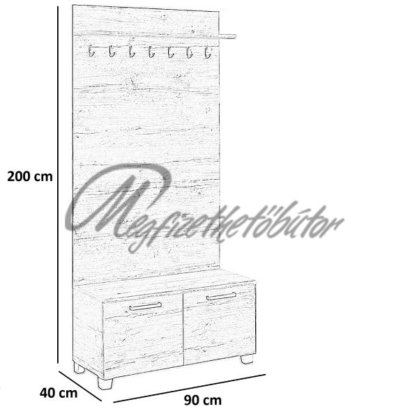Alfi előszobafal 90 cm I.