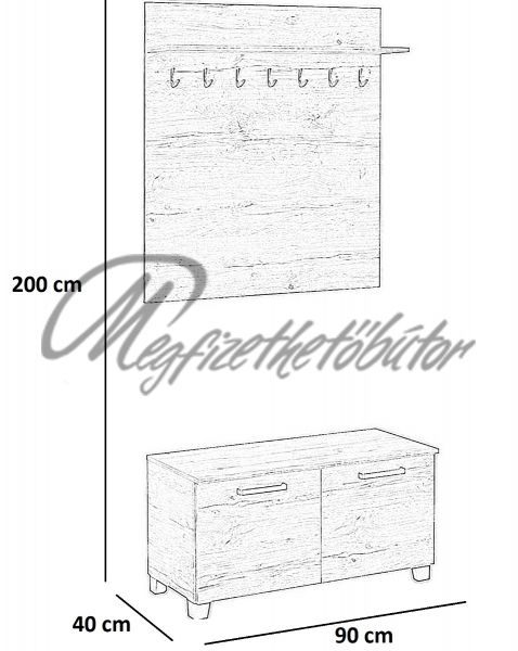 Alfi előszobafal 90 cm II.