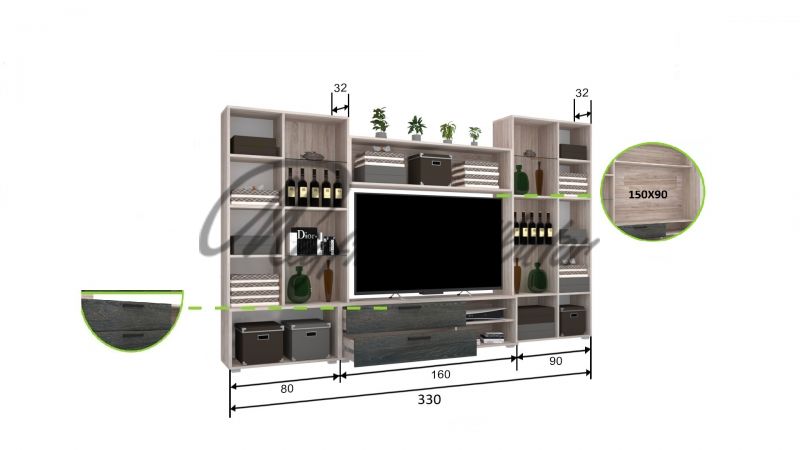 Capri 330 cm II. szekrénysor