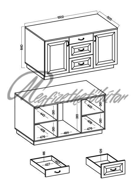 Doriane 2D3S tálalószekrény