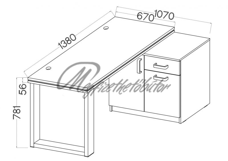 Dalva 140 komód íróasztallal